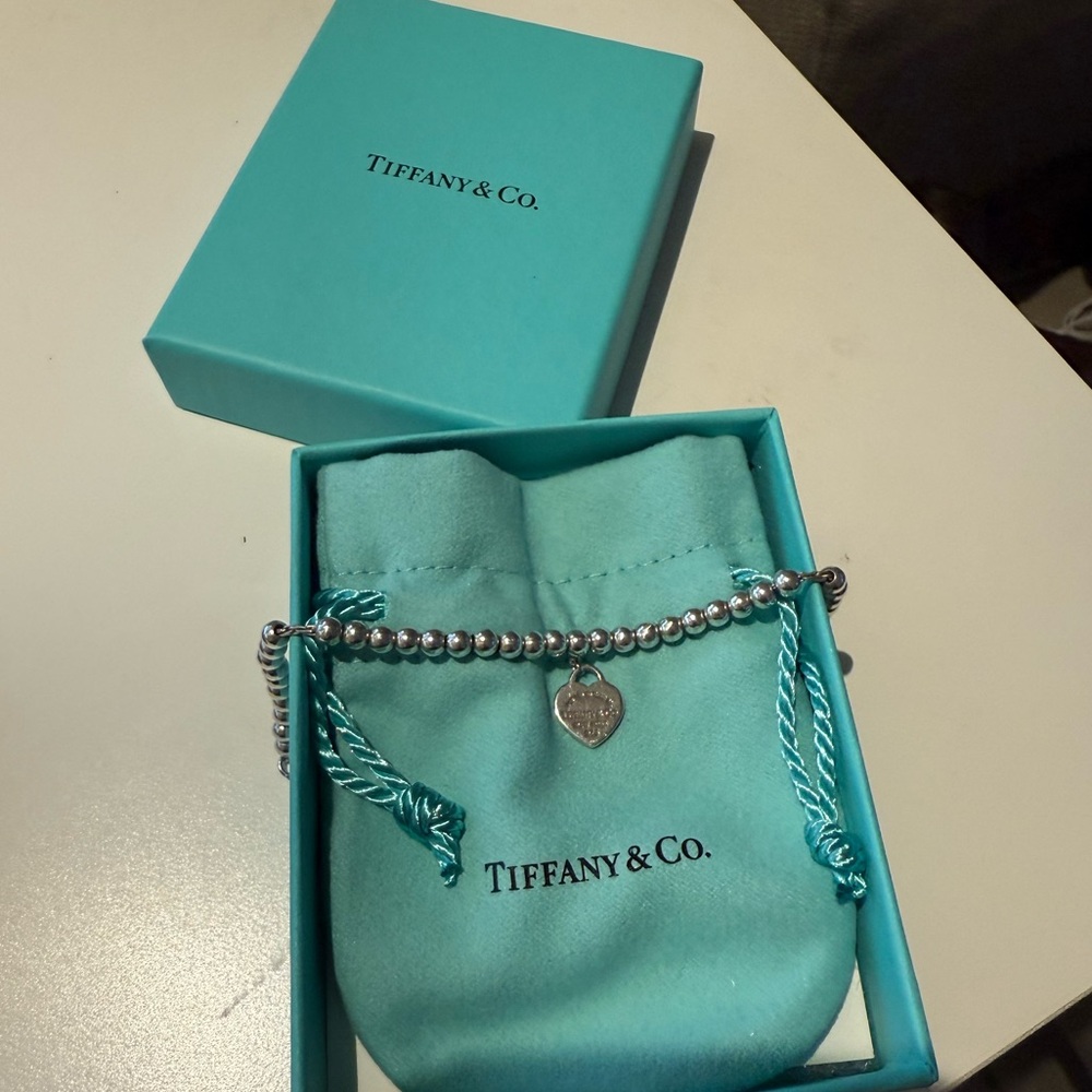 Tiffany & Co. Silver Bead Bracelet with Heart Charm